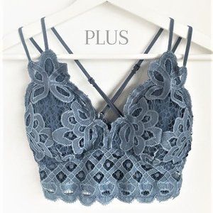 EDEN Plus Blue Stone Floral Padded Lace Bralette